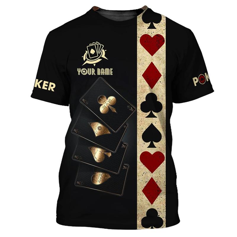 3D Printed Poker T Shirt For Men Playing Cards Pattern Tees Summer Streetwear Short Sleeve Tops Cosplay Round Neck T-shirt