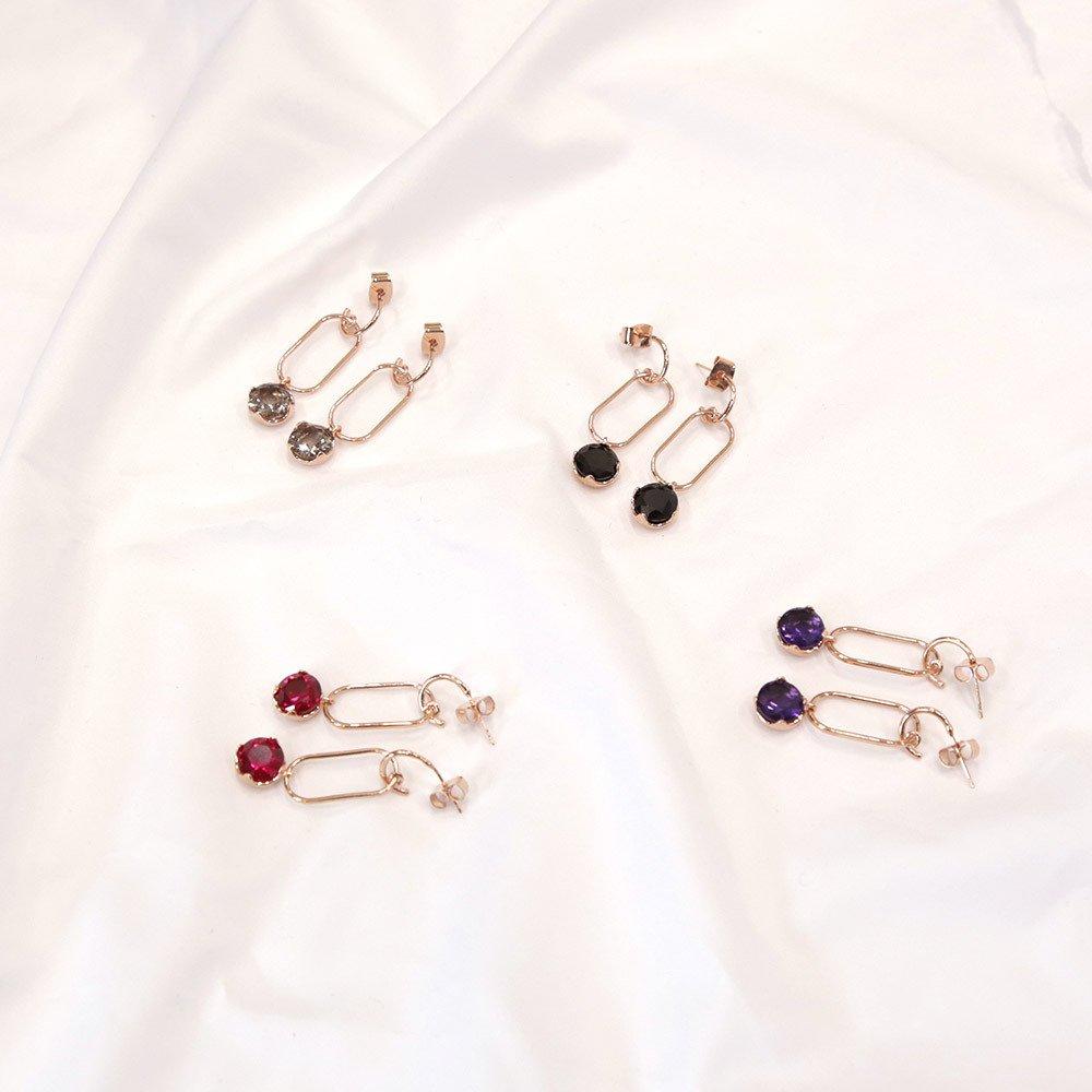 [Dieuamour] 14K Rose Gold Half Ring Earrings, Luxurious Earrings