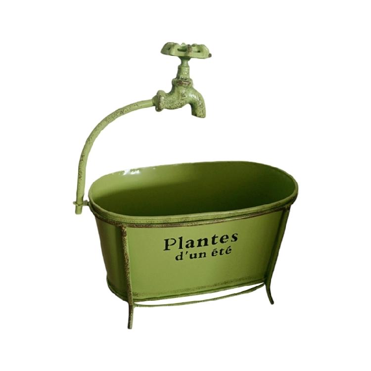 Green Ovals Planter With Decorative Spout High Leg Flower Stand Outdoor Planter For Garden Balcony