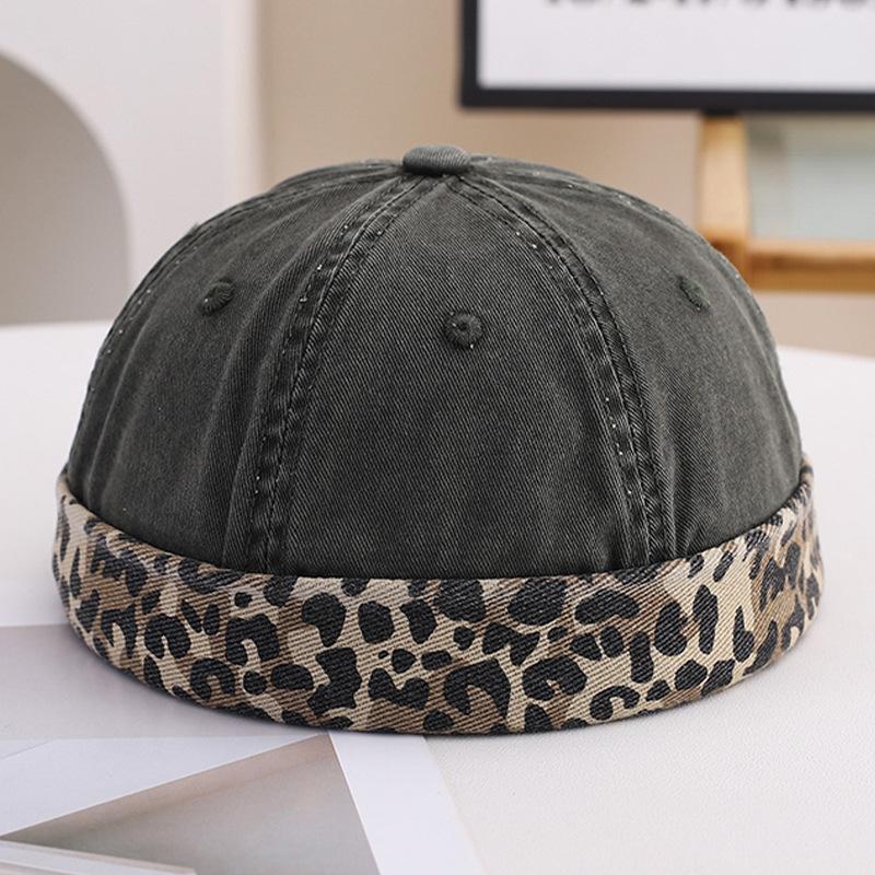 

Новая нишевая кепка домовладельца в корейско-американском стиле с леопардовым принтом, персонализированная кепка яппи куполообразной формы, универсальная кепка-дыня One Size армия зеленый