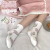 Japon Kawaii Sevimli Çoraplar Sonbahar Kış Kalın Sıcak Yumuşak Peluş Kadın Çorapları Mercan Polar Termal Ev Giyimi Yerde Uyku Çorapları