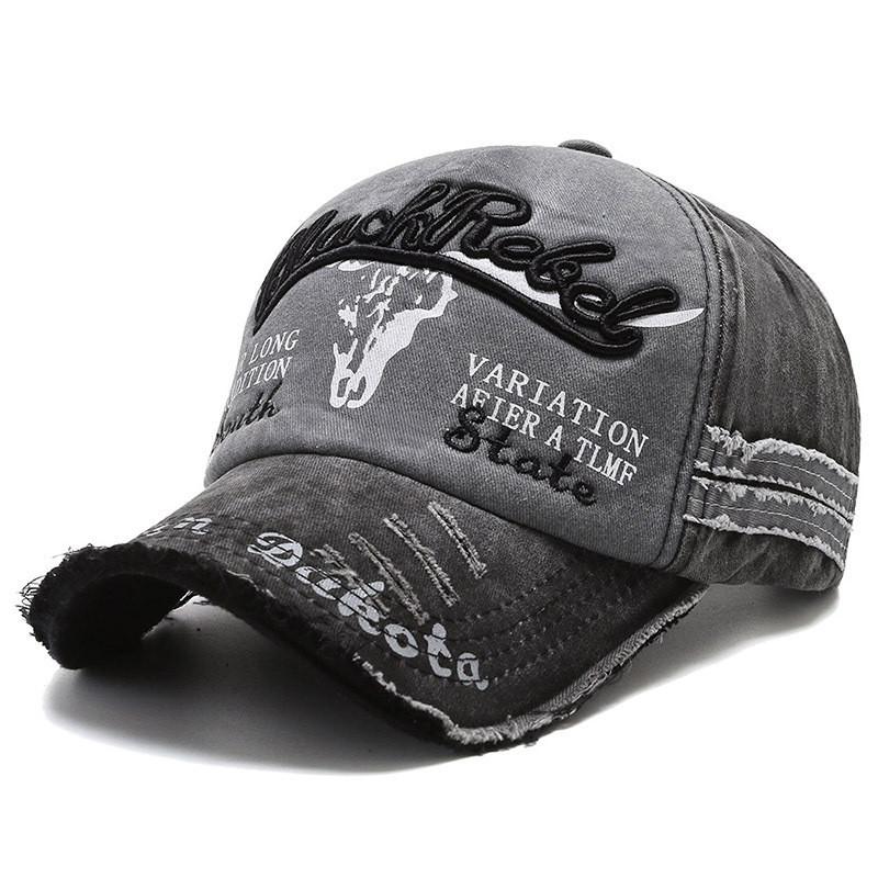 

Vintage Retro Baseball Cap With Embroidered Bull Head For Outdoor Sun Protection Black