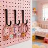 20Pcs Plastic Pegboard J Hooks Black Heavy Duty Peg Board Hook Fits 0.6x0.2inch Hole Workshop Wall Organizer Kitchen Tool