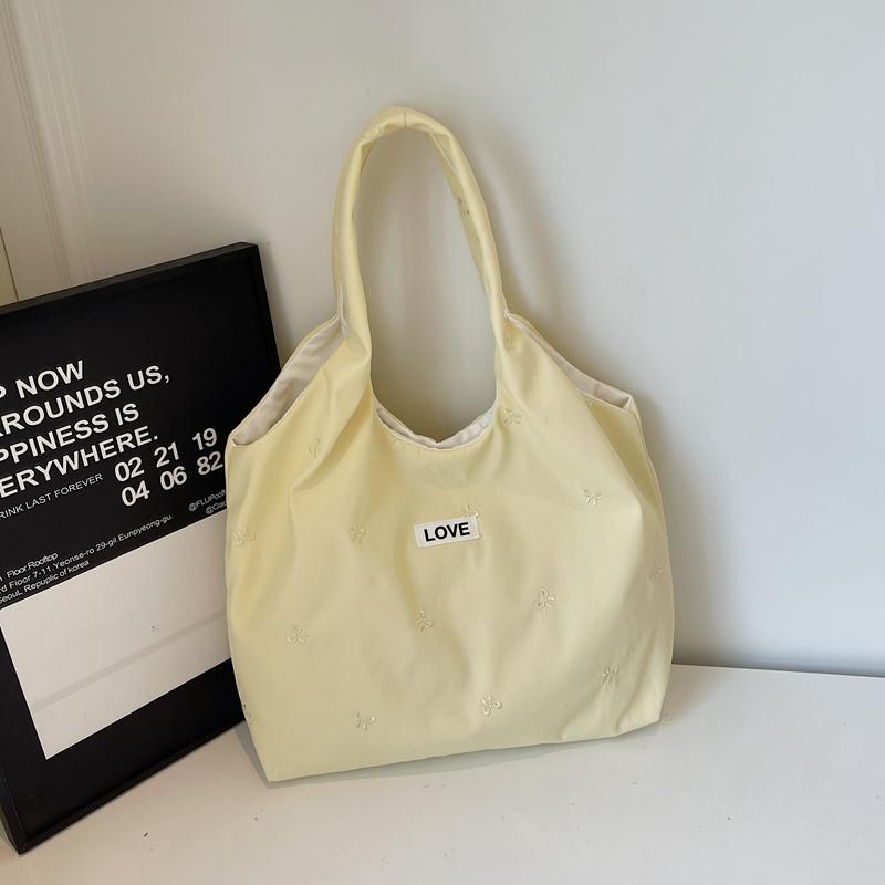 Women's Tote Bag Large Capacity Underarm Bag Bow Embroidery Shoulder Bag