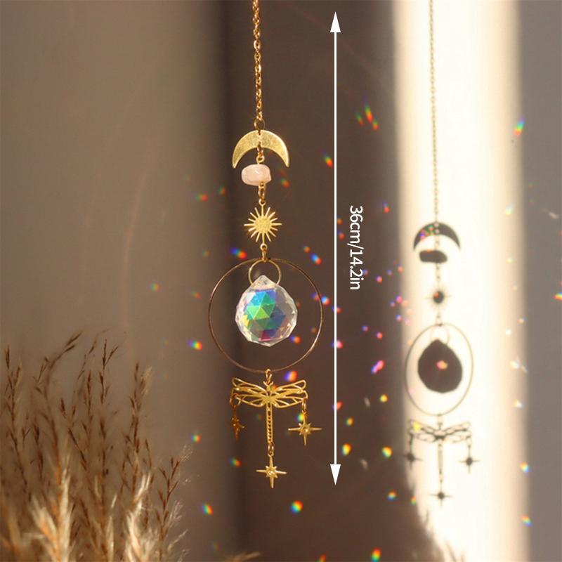 

Garden Wind Chime Suncatcher Hanging Crystal Moon Catcher Pendants Rainbow Prism Wind Spinner Rainbow Maker Home Garden Decor