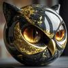 Owl Stone Sculpture Imitation Marble Owl Head Statue Handcrafted Healing Stone Owl Figurine with Amber Eyes Gift for Owl Lovers Women Men