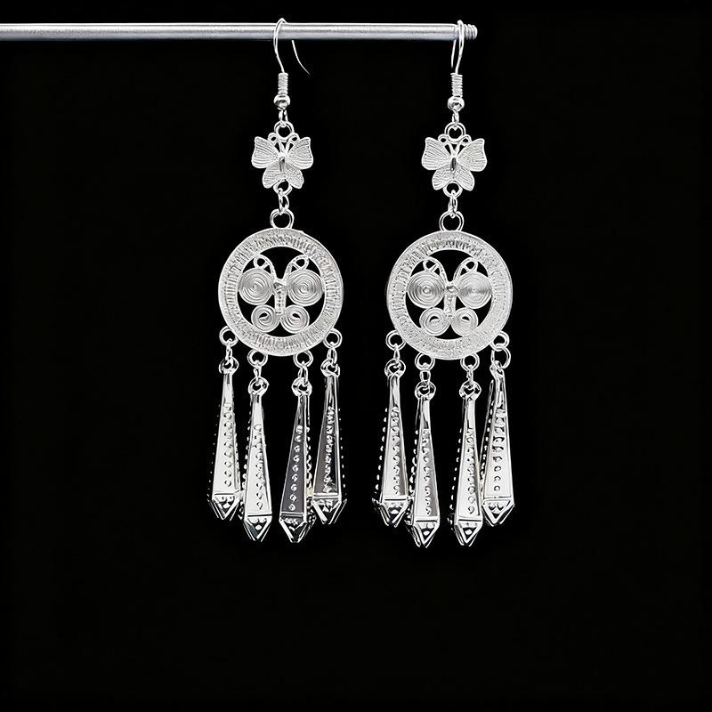 Ethnic style earrings Alloy silver-plated Miao ethnic minority Dong Yi earrings Earrings