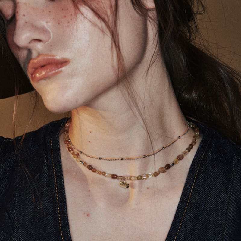 August Harmony 925 Silver Lucky Nature Pebble Necklace