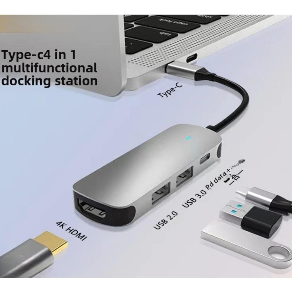 4 In 1 Type C Docking Station USB Hub Expander for Laptop Multi Function Adapter with HDMI USB Ports