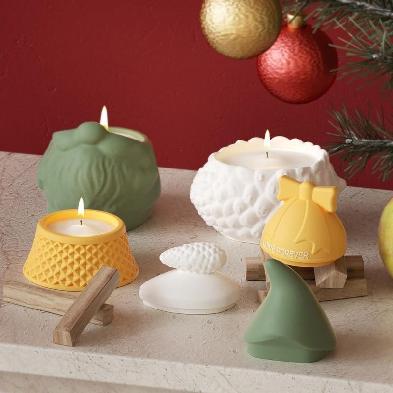 Christmas Resin Mold with Lid Candle Jar Silicone Mould Jewelry Display Storage Box Molds DIYs Epoxy Resin Casting Mould