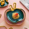 Creative Gold Edged Handle Ceramic Plate, Tableware, Dishes, Dessert Plate, Home Breakfast Plate, Kitchen, Restaurant Utensils