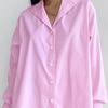Autumn  Pink Long Sleeve Shirt Woman Loose Solid Casual Women Blouse Fashion Elegant Turn-down Collar Blouses And Tops 29374