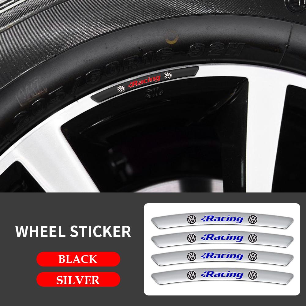 For Volkswagen Je4pcs Aluminum Car Wheels Rims Stickers Auto Accessorie For Volkswagen VW Golf Passat Jetta Touran CADDY GTI Touareg Polo Tiguan