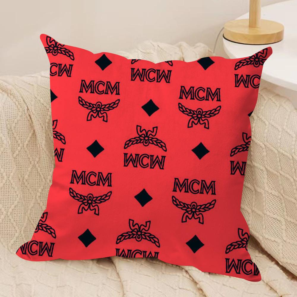 Texture M-C-M Fashion Cushion Cover Soft Plush Fabric Double-Sided Printed Sofa Cushion Cover for All Seasons Home Decor Gift