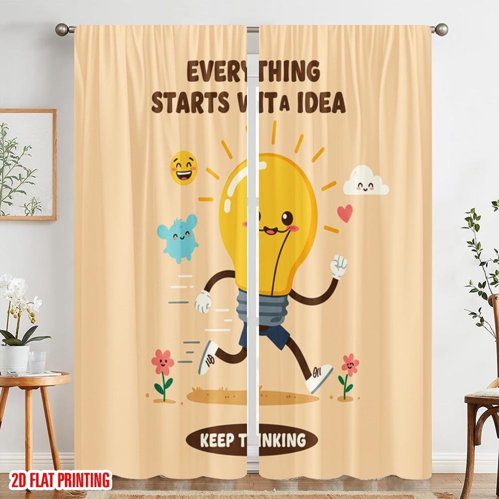 2pcs 2D flat printing Curtain Lightbulb Idea Running Cloud Fabric Without Electricity Holiday Decorations for Holiday Portraits