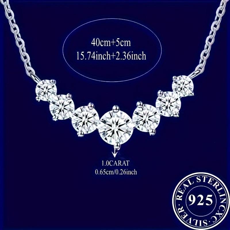 S silver pendant necklace with moissanite, stylish and elegant, suitable for engagement, wedding, anniversary, and Mother's Day celebrations