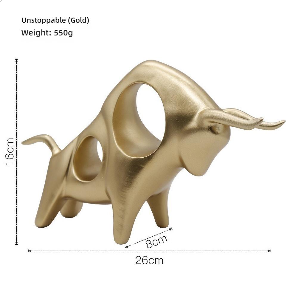 

Spanish Bull Resin Sculpture - Gold Metallic Fighting Bull Statue, Handcrafted Matador Decor with Horn Detail, Man Cave Gift