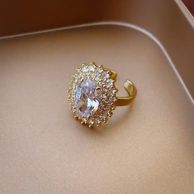 Vintage Palast Blumenring Diamantstil Leichter Luxus Premium Zeigefinger Schmuck