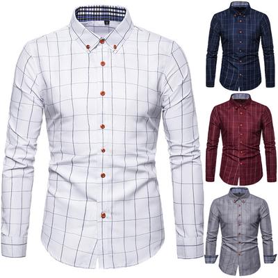 YUNY Mens Business Long-Sleeve Button Slim Fit Blouses and Tops Shirts Blue 2XL