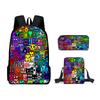 3pcs Set School Bags Kids Bags 3D New Product Geometry Dash Student Backpack Crossbody Bag Pencil Cas Bookbags