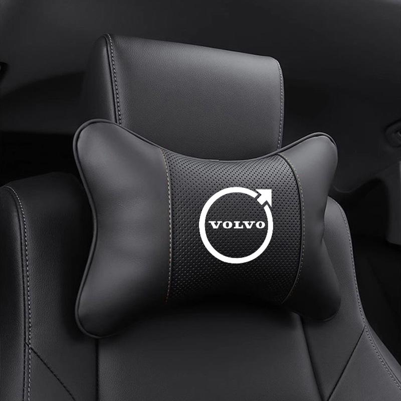 mrjvb7 Leather Car Neck Pillows Auto Interior Seat Rest Headrest Pad For Volvo XC90 V90 V60 XC60 V40 S80 S60 S90 C40 XC40 V70 XC70 C30