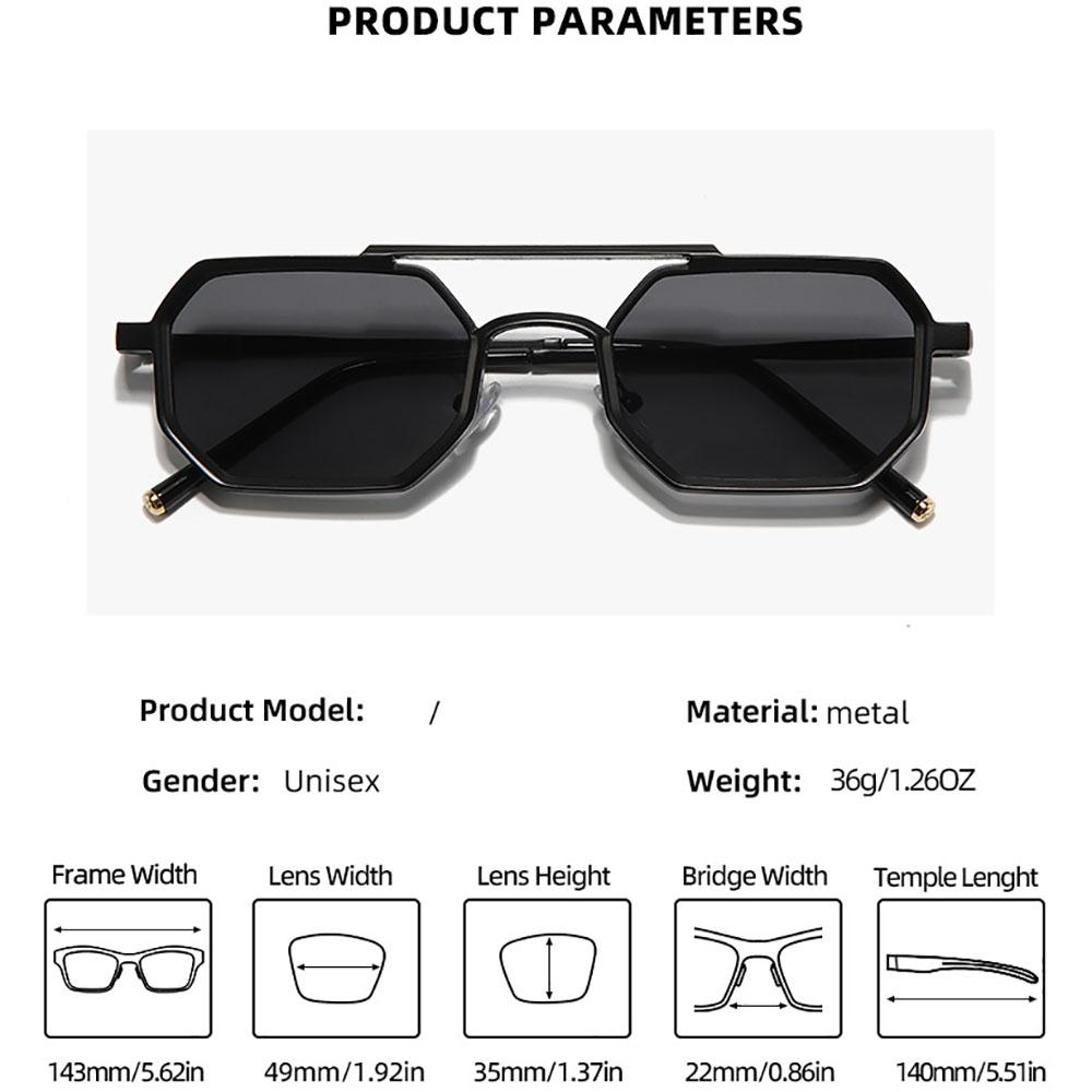 Fashion Metal Frame Polygonal Sunglasses Women Men Vintage Double-bridge Punk Sun Glasses Driving Goggles Retro UV400 Shades