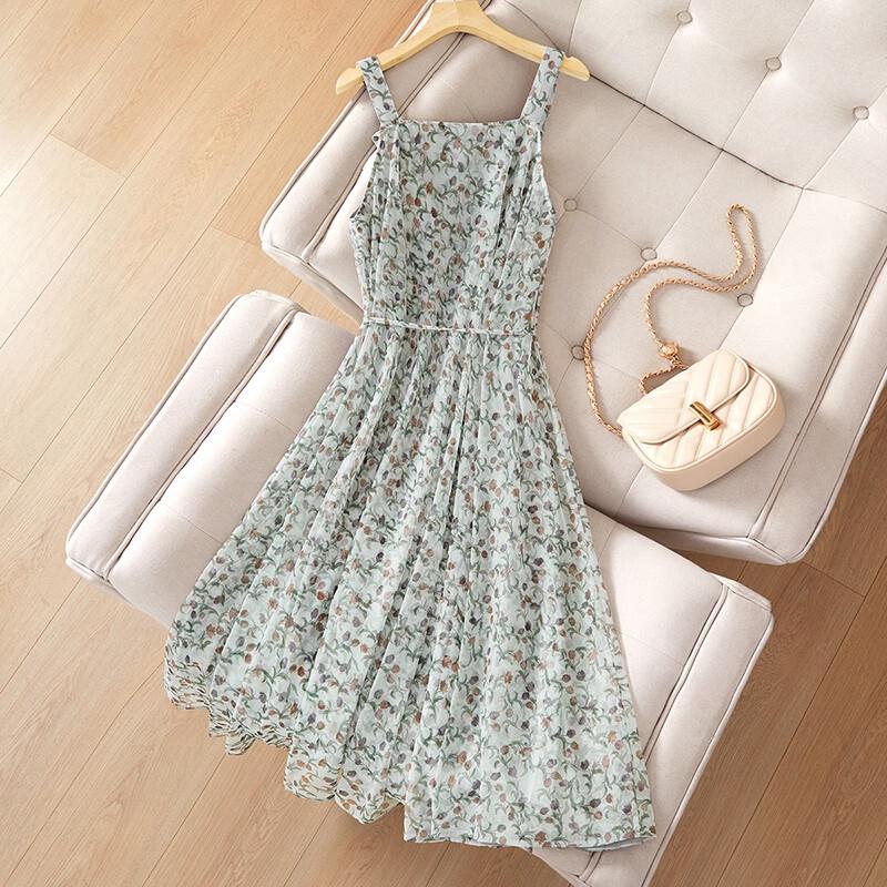 She Chi Φλοράλ Φόρεμα Midi σε Γραμμή Α με Τρουλιά