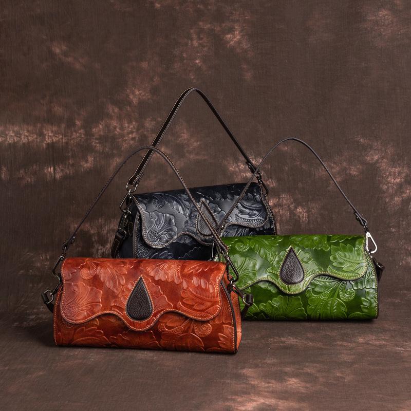 

New Retro Cowhide Leather Bag Multifunctional Cowhide Shoulder Bag 29CM*8CM*14CM