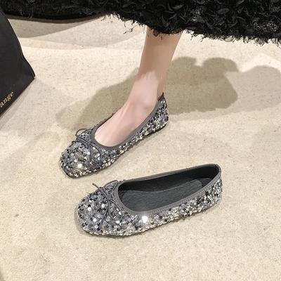 Mode Schoenen voor Dames 2024 Nieuw Pailletten Design Dames Platte Schoenen Zachte Antislip Ballerina Dames Werkschoenen Comfortabel voor Werk