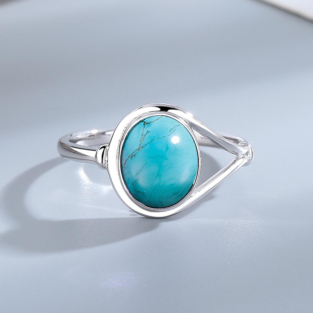 Dainty Natural Moonstone Ring 8*10MM Round Amethyst Agate Stone Vintage Silver Jewelry Ring For Women Party Anniversary Gifts