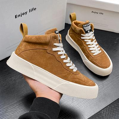 Fashion 2024 New Men Casual Shoes Breathable Ankle Boot for Men Mid Top Outdoor Boots Fashion High Quality Thick Bottom Lace-Up Sneakers