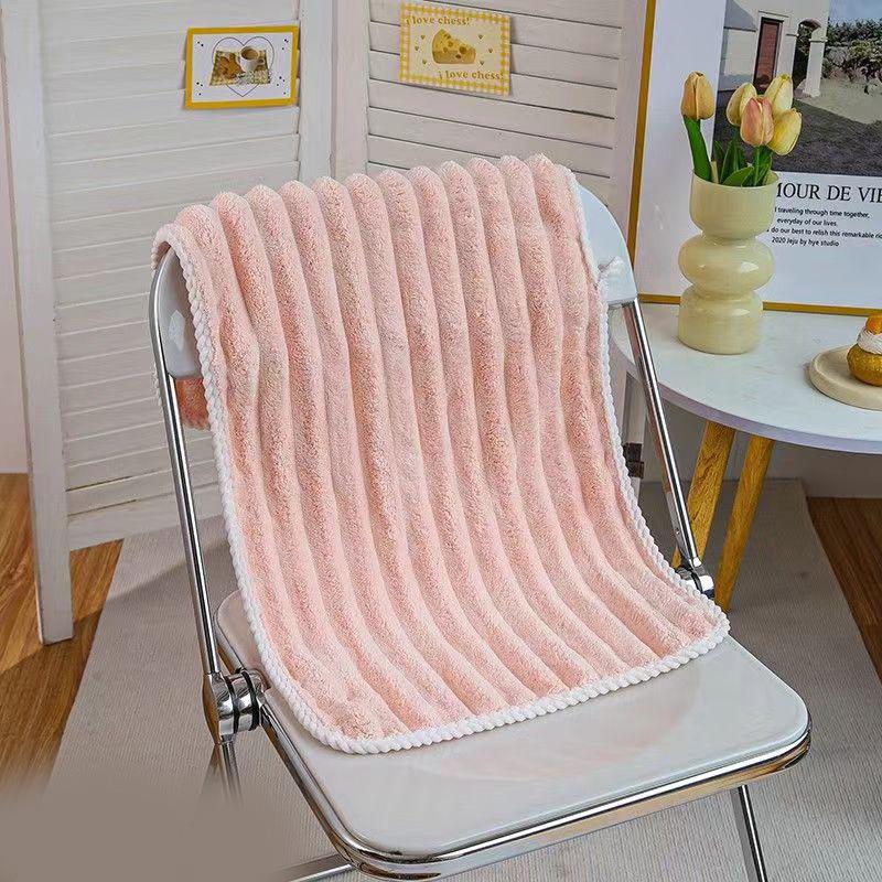 Super Soft Coral Fleece Candy Stripe Quick-Dry Absorbent Face Wash Towel 26x50cm 29g Polyester