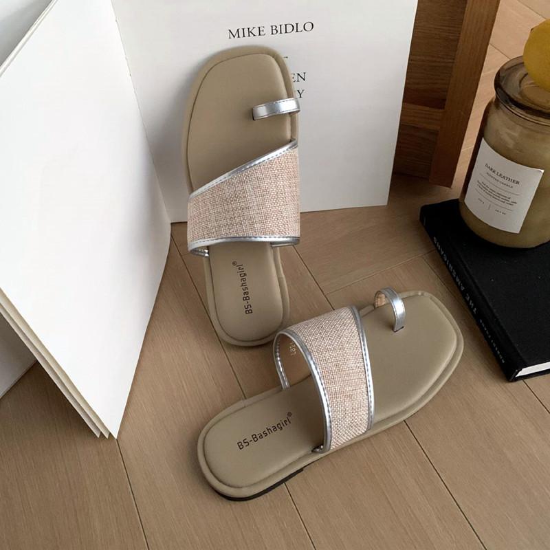 

Fashion Summer Original Designer Set Toe Flat Slippers Women Light Cozy Flat Sandals Fashion Beach Shoes for Women Sandalias De Mujer 35 срібний