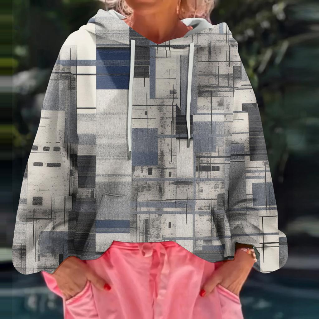 Women's Floral Print Loose Casual Long Sleeved Hooded Sweatshirt