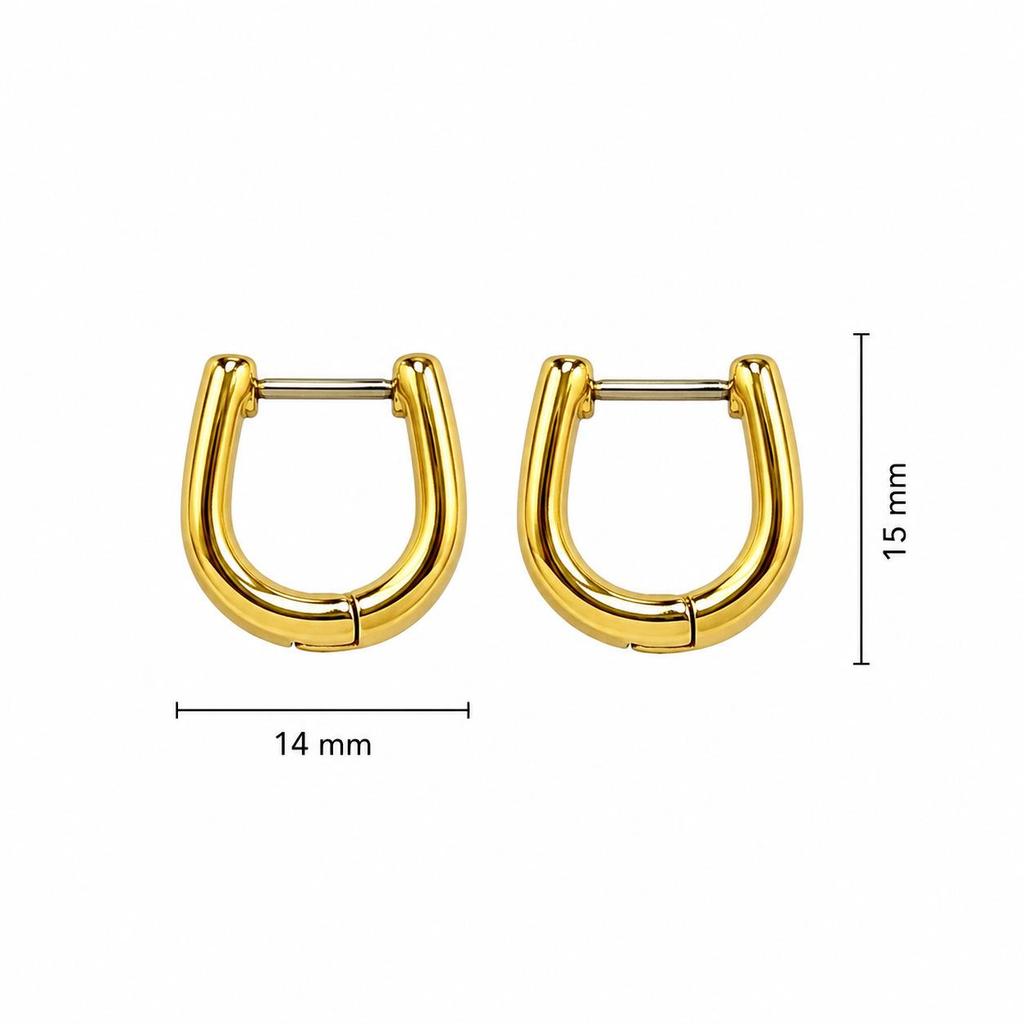Elegant Stainless Steel Gold Oval U-Shaped Earrings
