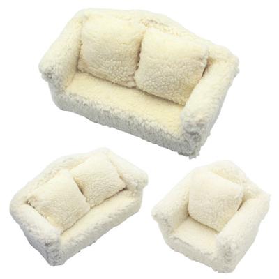 Miniatur Couch 0,05 Maßstab Mini Haus Sofa Plüsch Miniatur Möbel Puppen Heim