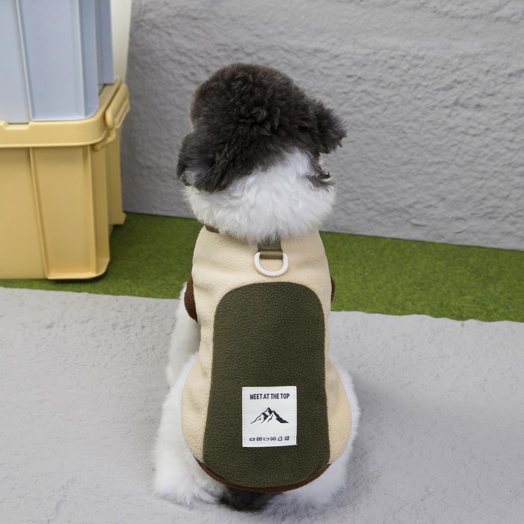 Winter Thick Fleece Two-Legged Dog Clothes Color-Block Pet Apparel for Cold Weather Warm Winter Pet Jacket Small Breed Outfit