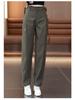 Military Green High-Waist Scythe Cargo Pants for Women - Versatile, Fashionable, Loose Wide-Leg, Slimming Casual Wear for Spring/Autumn 2025.