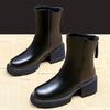 Women's short boots with chunky heels and thick soles in British style New Year's High Heel Brown Retro Spring and Autumn Boots