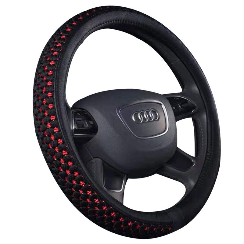 

to the Touch, Car Steering Wheel Cover Made of Ice Silk, Suitable for All Seasons, Summer H Car Handle Cover, Anti-Slip, Wear-Resistant, Absorbent Braided Black 38cm Universal