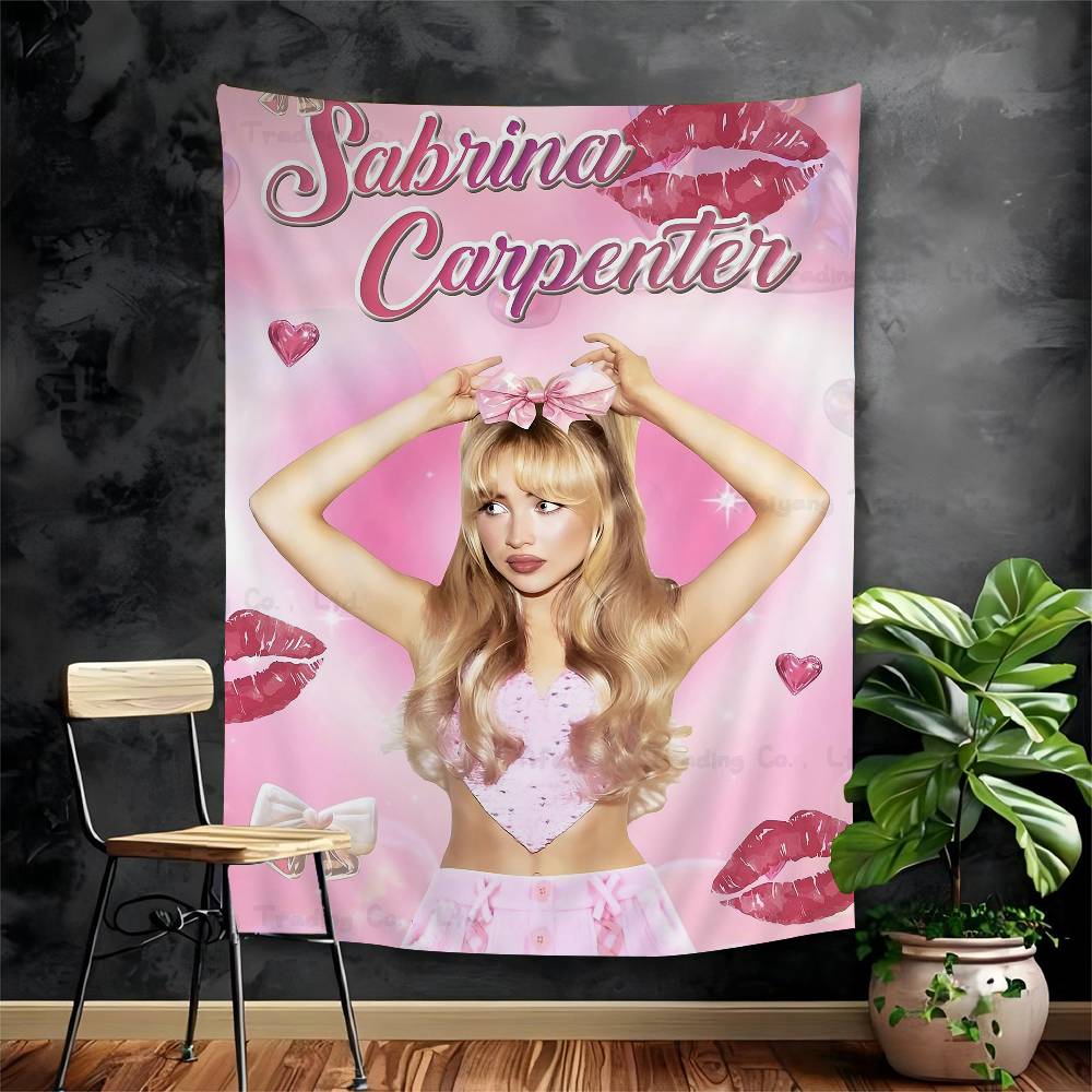 

Modern Fashion Singer Sabrina DIY Wall Tapestry Hippie Flower Wall Carpets Dorm Decor Wall Art Decor 74x94cm(29x37in)