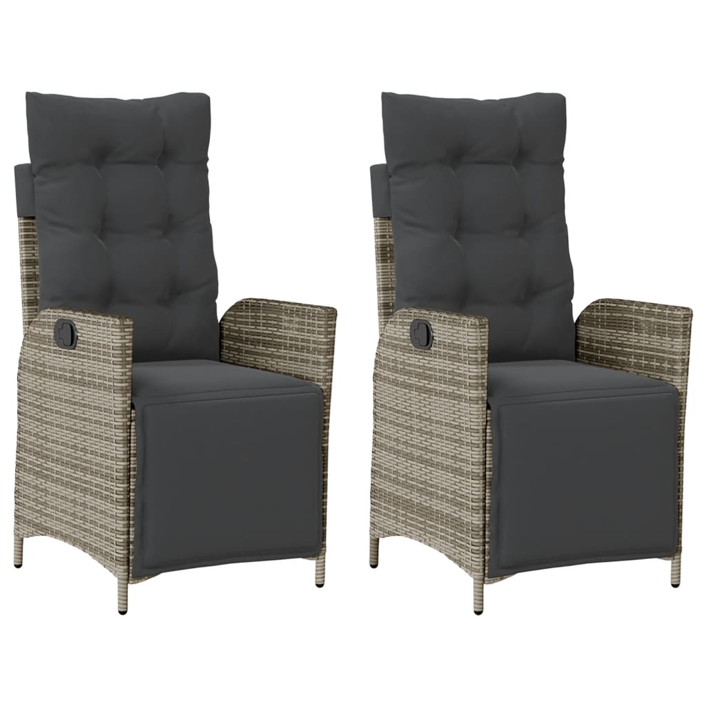 Garden Armchair with Footrest 2 pcs Adjustable Grey Poly Rattan