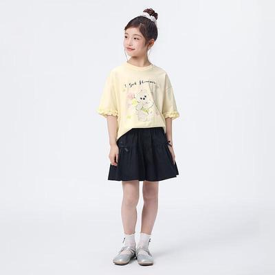 Little Yinman Girls' 10A Antibacterial Cotton Blend Printed Short Sleeve T-Shirt