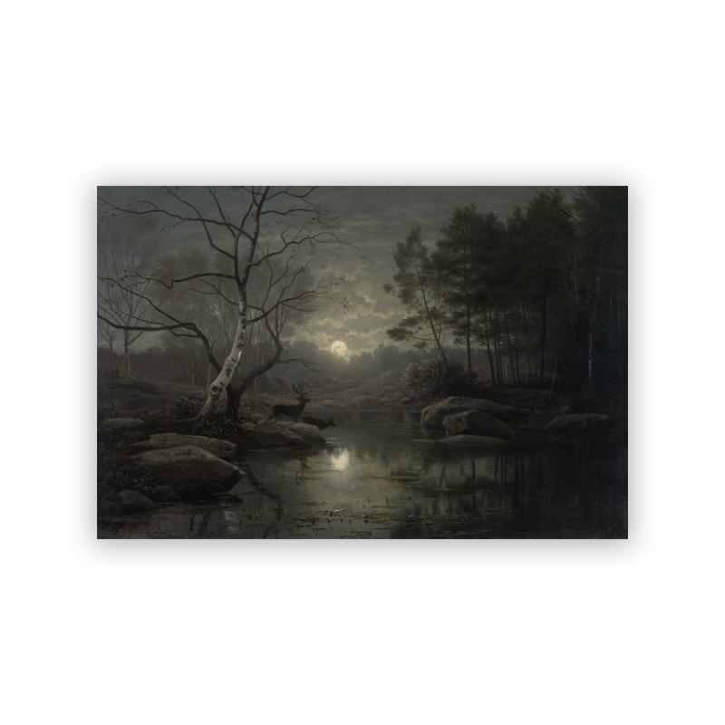 Vollmond Gruselig Gothic Wandkunst Leinwanddruck Halloween Heimdekoration Vintage Spukhaus Gemälde Stimmungsvolle Wandbilder