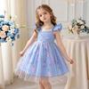 Girls Princess Dress Sleeveless Mesh Tutu Kids Embroidered Floral