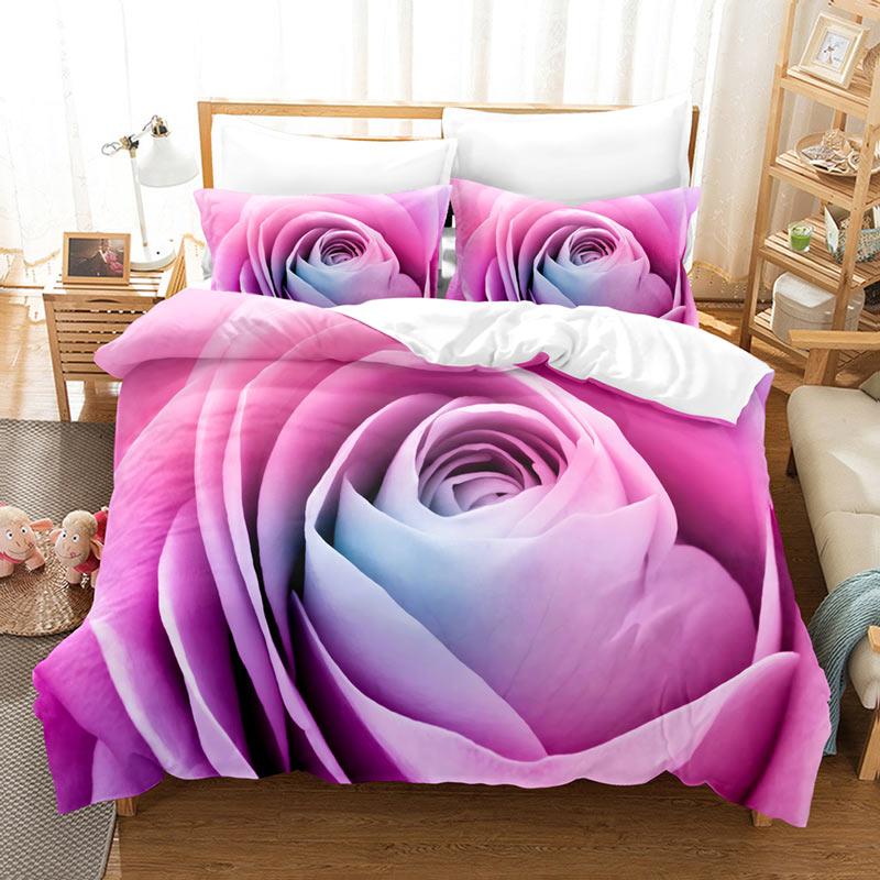 Pink Rose Duvet Cover Set Romantic Themed Valentine's Day Mother's Day Gift Bedding Set Queen King Size Polyester Quilt Cover