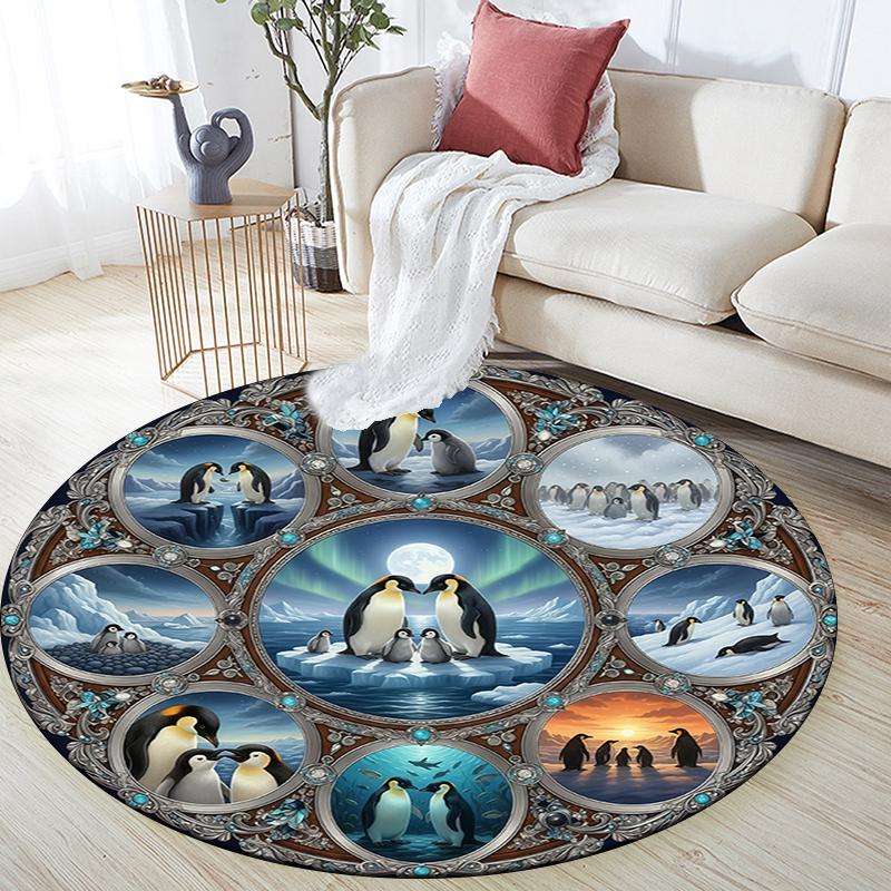 Tappeto Rotondo con Stampa Cartoon, Tappeto per Soggiorno Camera da Letto Divano Sala Giochi Decorazione, Tappetino Antiscivolo