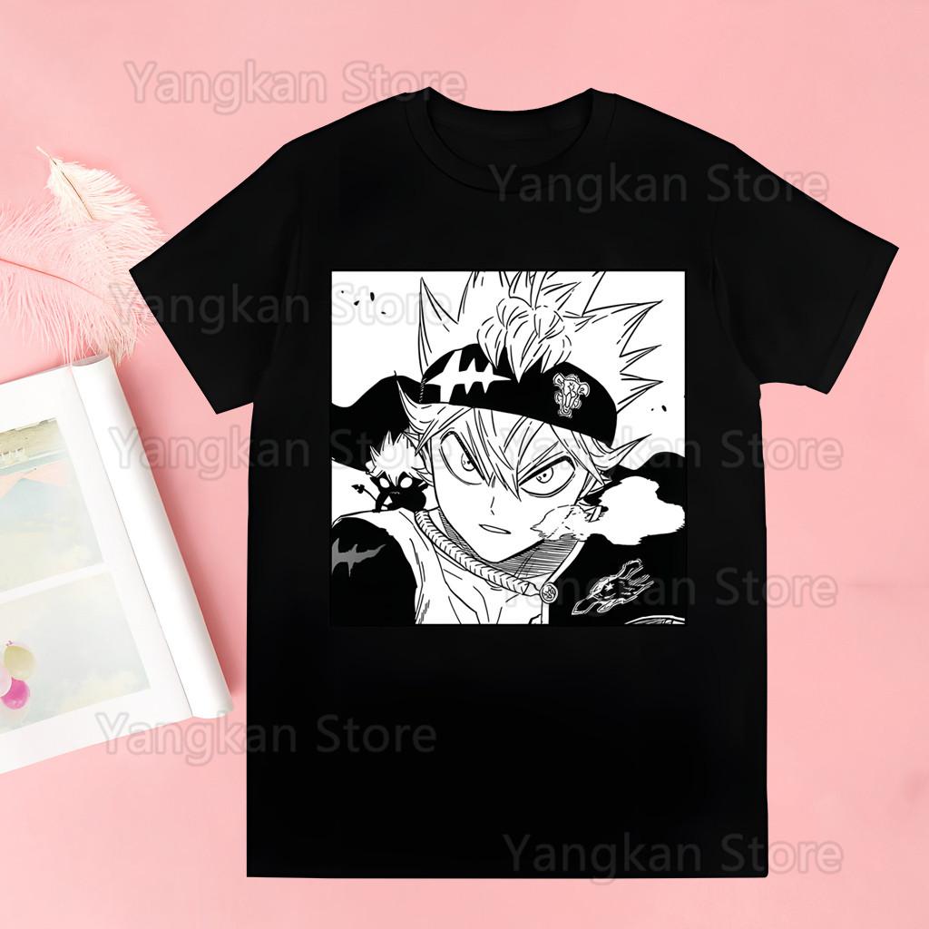 Black Clover Anime Manga Asta Yuno Trička Letní Ležérní Vintage O-výstřih Nadměrná Velikost Oblečení pro Pár Streetwear Y2k Topy