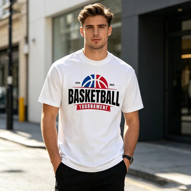 Basketball TournaUnisext Graphic TShirt ESTD Basketball Tee Casual Sports Top For Unisex Unisex