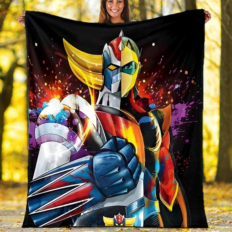 1pc UFO Robot Grendizer5 Theme Blanket - Digital Print, Polyester, Cozy for All Seasons, Perfect for Outdoor, Camping, and Travel